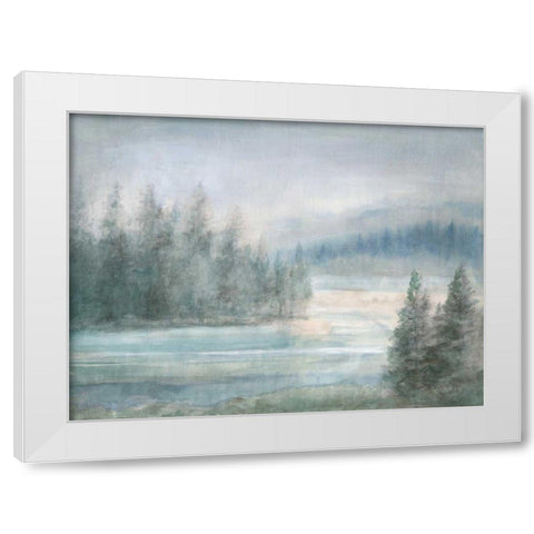 Morning on the Lake White Modern Wood Framed Art Print by Nai, Danhui