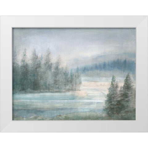 Morning on the Lake White Modern Wood Framed Art Print by Nai, Danhui