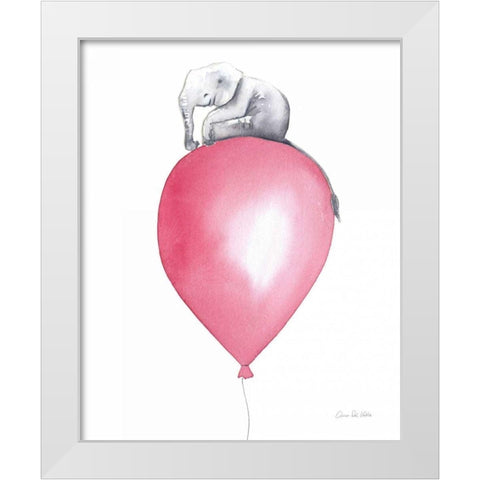 Baby Elephant Love II White Modern Wood Framed Art Print by Valle, Aimee Del