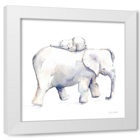 Baby Elephant Love III White Modern Wood Framed Art Print by Valle, Aimee Del