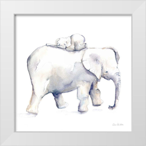 Baby Elephant Love III White Modern Wood Framed Art Print by Valle, Aimee Del