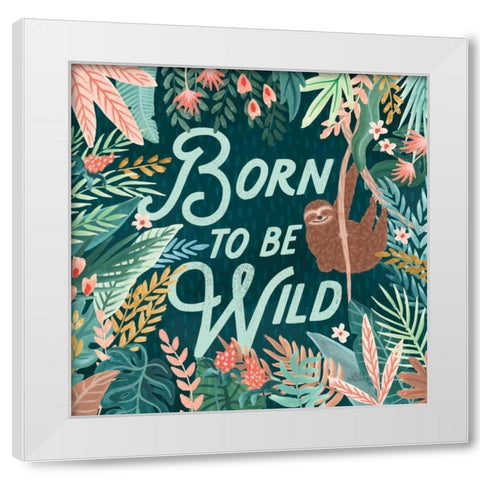 Jungle Hangout II Born to be Wild White Modern Wood Framed Art Print by Marshall, Laura