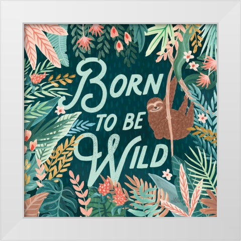 Jungle Hangout II Born to be Wild White Modern Wood Framed Art Print by Marshall, Laura
