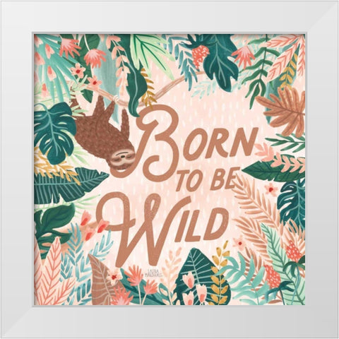 Jungle Hangout III Born to be Wild White Modern Wood Framed Art Print by Marshall, Laura