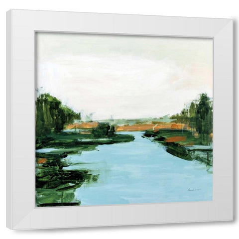River Flowing Through White Modern Wood Framed Art Print by Munger, Pamela