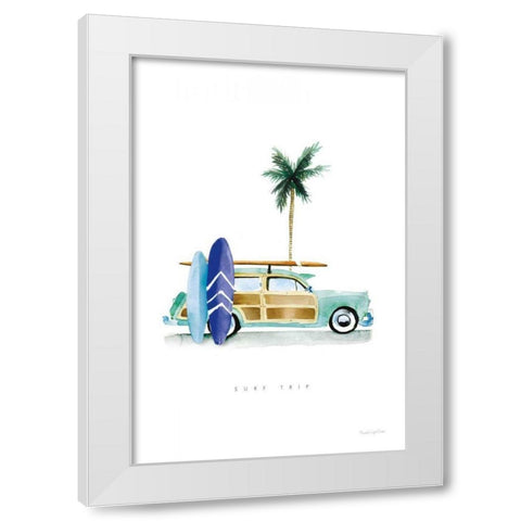 Surf Days I White Modern Wood Framed Art Print by Charro, Mercedes Lopez