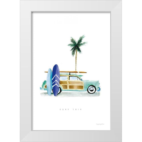 Surf Days I White Modern Wood Framed Art Print by Charro, Mercedes Lopez