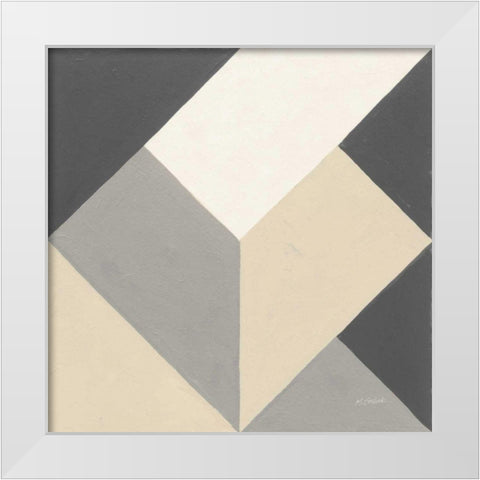 Triangles I Neutral Crop White Modern Wood Framed Art Print by Schick, Mike