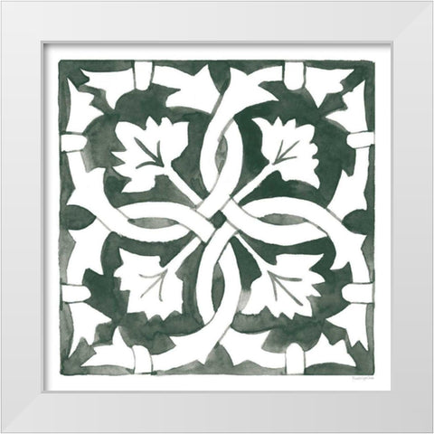 Andalusian Tile III Pine Green White Modern Wood Framed Art Print by Charro, Mercedes Lopez