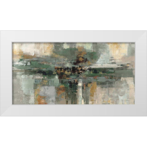 Morning Fjord Rifle Green White Modern Wood Framed Art Print by Vassileva, Silvia