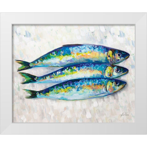 Fish Trio White Modern Wood Framed Art Print by Vertentes, Jeanette