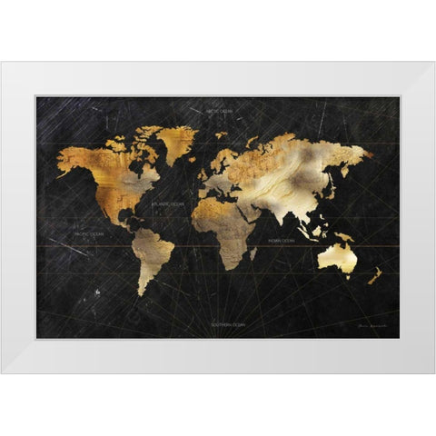 Dramatic World Map White Modern Wood Framed Art Print by Escalante, Omar