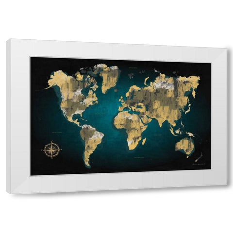 Sketched World Map White Modern Wood Framed Art Print by Escalante, Omar