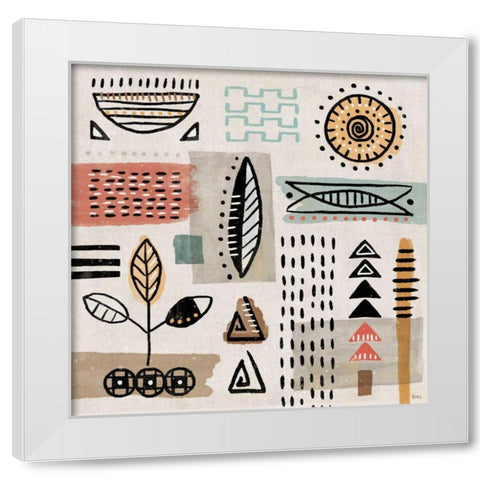 Tribal Tones II White Modern Wood Framed Art Print by Charron, Veronique