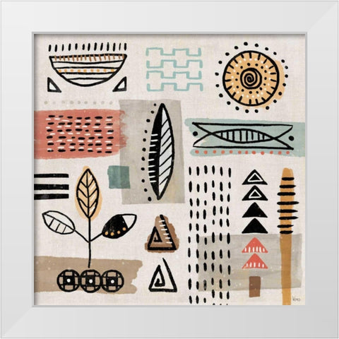 Tribal Tones II White Modern Wood Framed Art Print by Charron, Veronique
