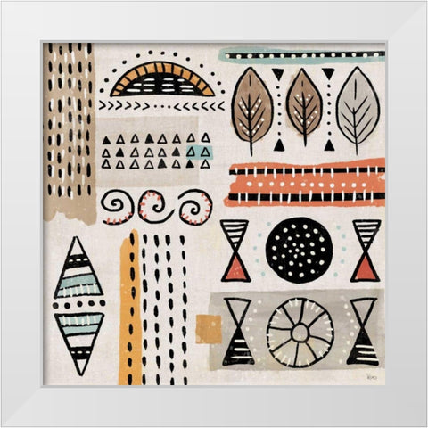 Tribal Tones III White Modern Wood Framed Art Print by Charron, Veronique
