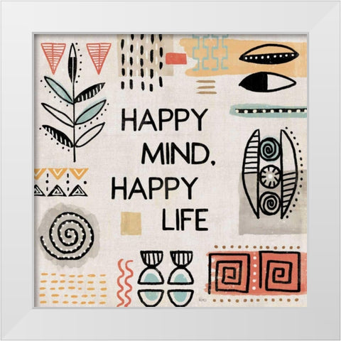 Tribal Tones VII White Modern Wood Framed Art Print by Charron, Veronique