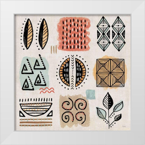 Tribal Tones IX White Modern Wood Framed Art Print by Charron, Veronique