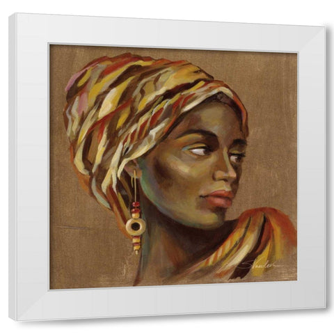 African Beauty I White Modern Wood Framed Art Print by Vassileva, Silvia