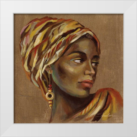 African Beauty I White Modern Wood Framed Art Print by Vassileva, Silvia