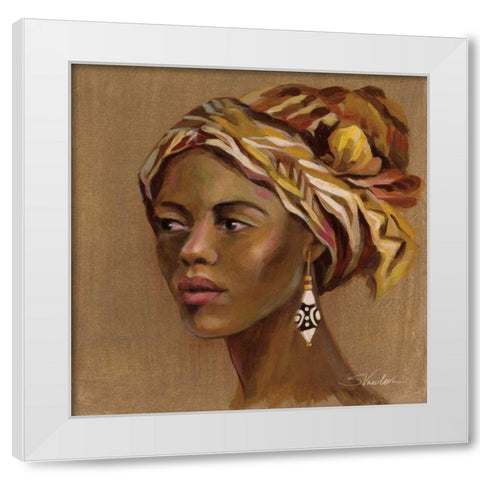 African Beauty II White Modern Wood Framed Art Print by Vassileva, Silvia