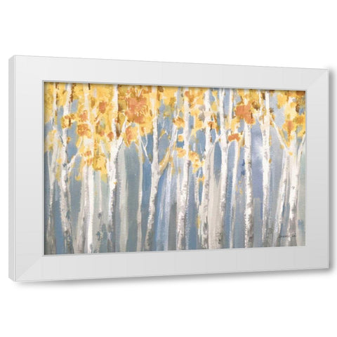 Golden Birches Spice White Modern Wood Framed Art Print by Nai, Danhui