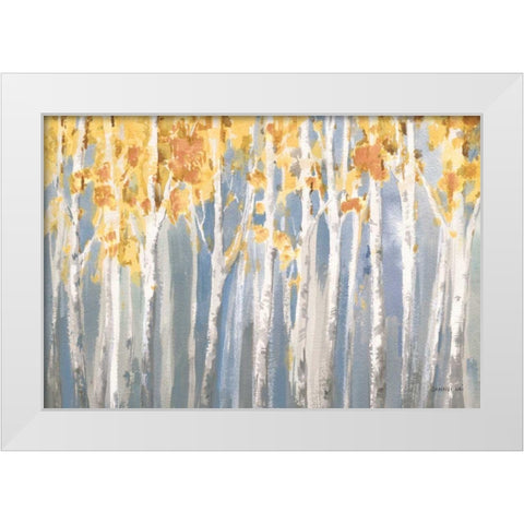 Golden Birches Spice White Modern Wood Framed Art Print by Nai, Danhui