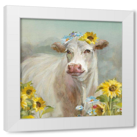 A Cow in a Crown White Modern Wood Framed Art Print by Nai, Danhui
