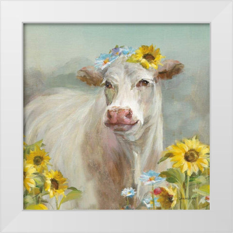 A Cow in a Crown White Modern Wood Framed Art Print by Nai, Danhui