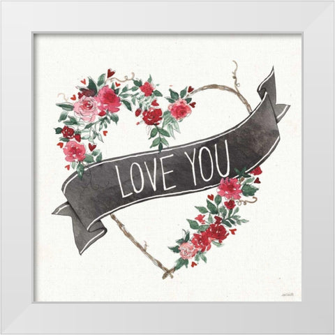 Love You I Black Banner White Modern Wood Framed Art Print by Tavoletti, Anne