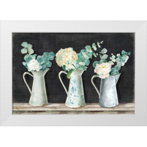 Farmhouse Bouquets White Modern Wood Framed Art Print by Nai, Danhui