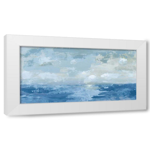 Silver Blue Sea White Modern Wood Framed Art Print by Munger, Pamela