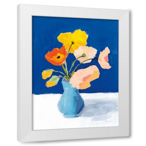 Poppies on Blue White Modern Wood Framed Art Print by Munger, Pamela