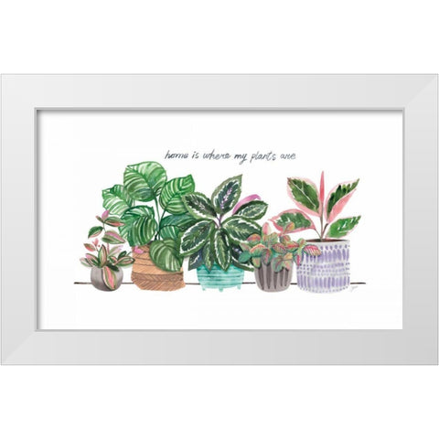 Happy House Plants I White Modern Wood Framed Art Print by Panganiban, Karyn