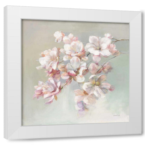 Sugar Magnolia White Modern Wood Framed Art Print by Nai, Danhui