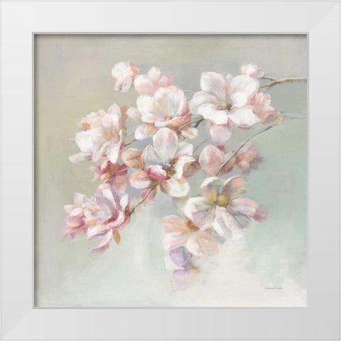 Sugar Magnolia White Modern Wood Framed Art Print by Nai, Danhui