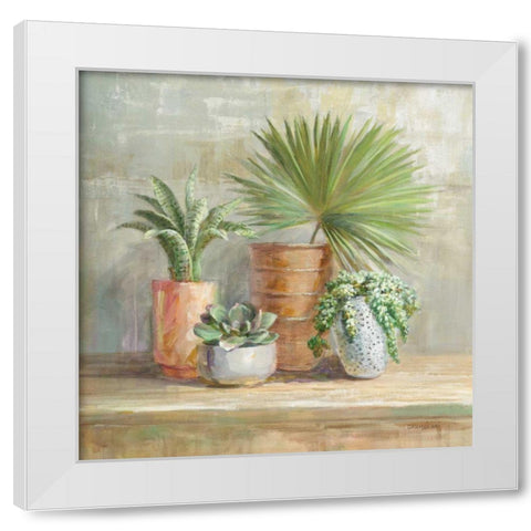 Indoor Garden White Modern Wood Framed Art Print by Nai, Danhui