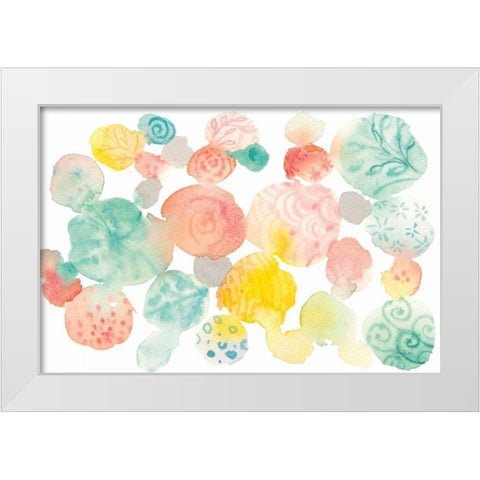 Color Dots White Modern Wood Framed Art Print by Nai, Danhui