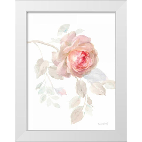 Gentle Rose I White Modern Wood Framed Art Print by Nai, Danhui