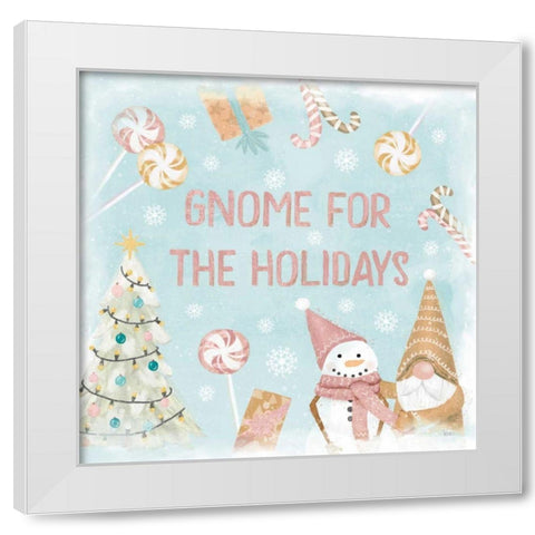 Gnome Sweet Gnome VII Blush White Modern Wood Framed Art Print by Charron, Veronique