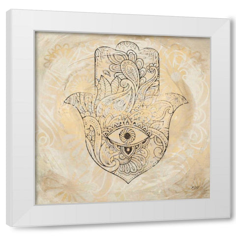 Hamsa Eye Neutral White Modern Wood Framed Art Print by Day, Kellie