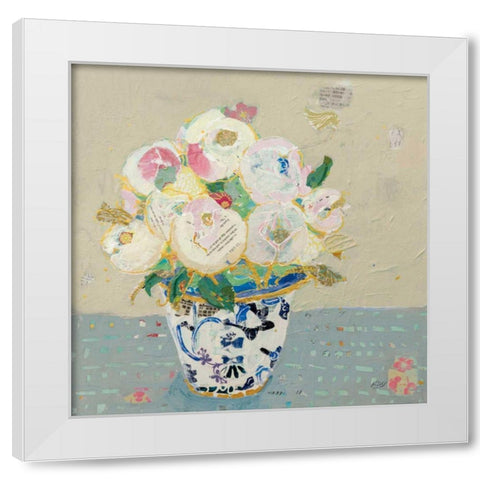 Kristens Peonies Neutral White Modern Wood Framed Art Print by Day, Kellie