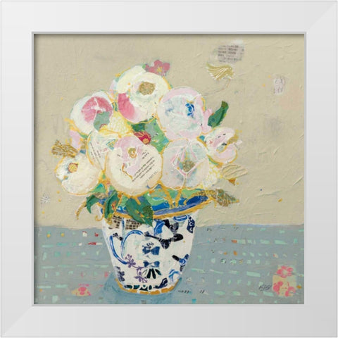 Kristens Peonies Neutral White Modern Wood Framed Art Print by Day, Kellie