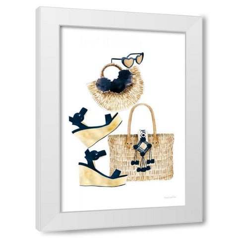 Beach Glam I Navy White Modern Wood Framed Art Print by Charro, Mercedes Lopez