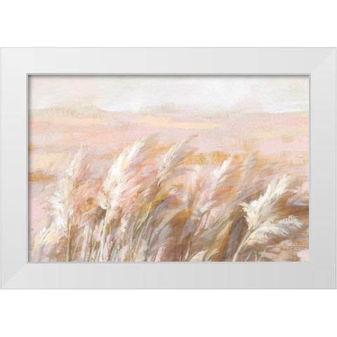 Prairie Grasses White Modern Wood Framed Art Print by Nai, Danhui