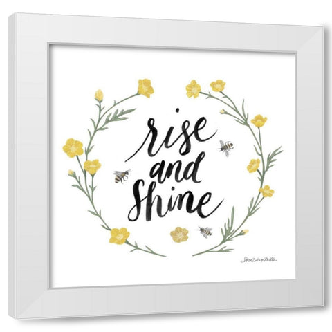 Happy to Bee Home Words IV White Modern Wood Framed Art Print by Miller, Sara Zieve