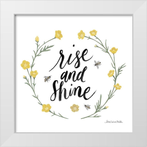 Happy to Bee Home Words IV White Modern Wood Framed Art Print by Miller, Sara Zieve