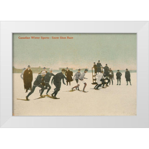 Snow Shoe Race White Modern Wood Framed Art Print by Wild Apple Portfolio