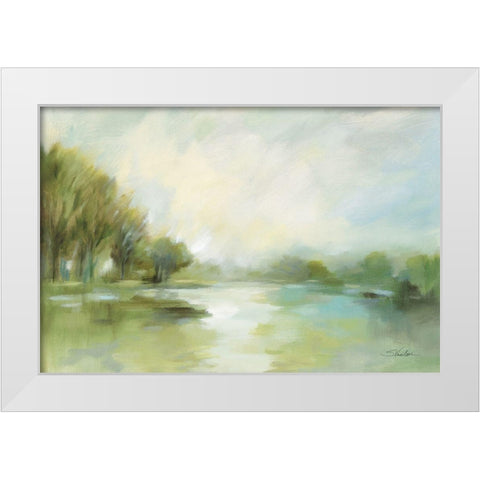 Lakeside Fog Sage White Modern Wood Framed Art Print by Vassileva, Silvia