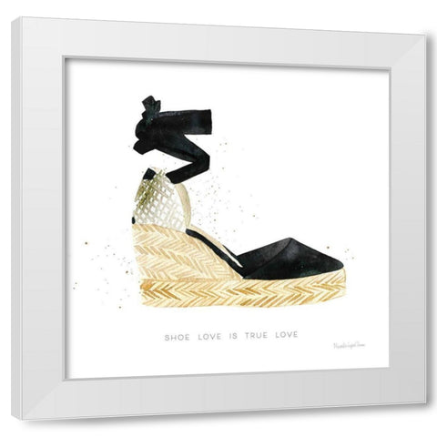 Shoe Love is True Love White Modern Wood Framed Art Print by Charro, Mercedes Lopez